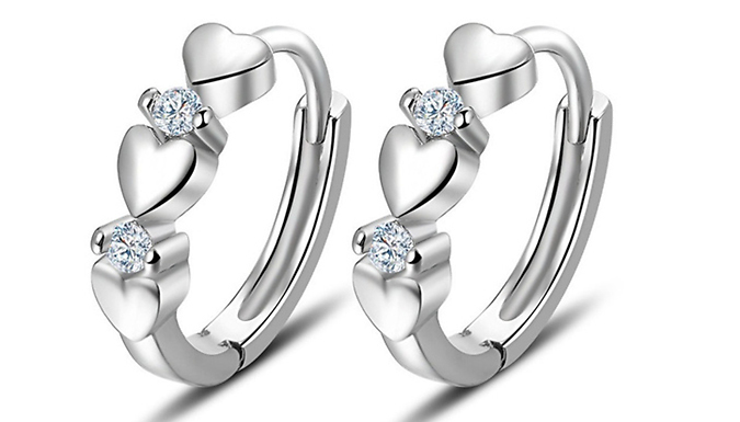 Heart Silver-Coloured Hoop Earrings