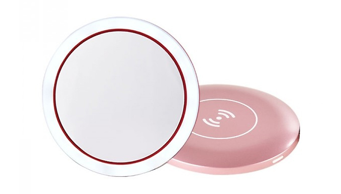 Portable LED Make-Up Mirror & Wireless Charger - 2 Colours