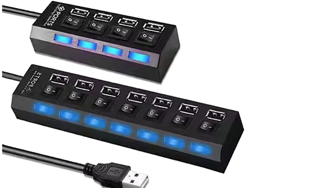 4 or 7-Port Universal USB Charging Station - 2 Colours