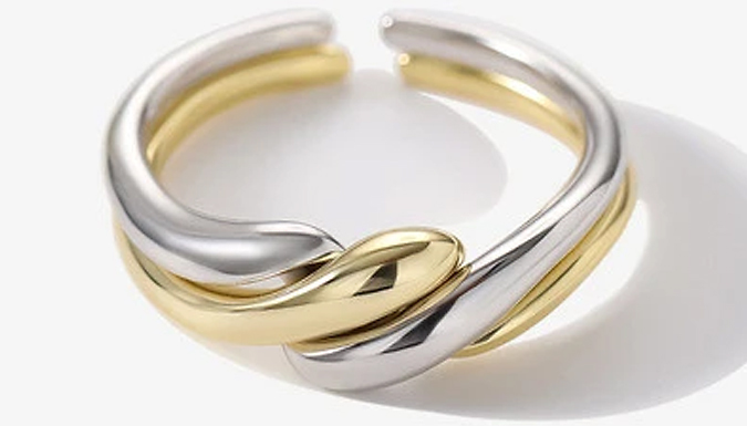 18K Gold Plated 'Together As One' Wave Rings