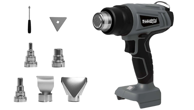 Traderight 21V Cordless Heat Gun Kit - 5 Nozzles & Scraper!