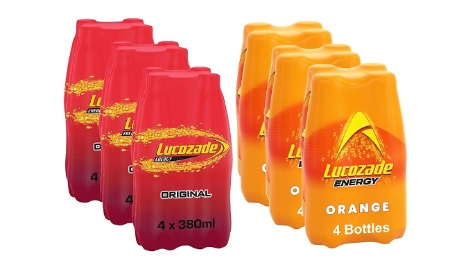 24-Pack Lucozade Original & Orange Sparkling Energy Drink - Powered By Glucose!