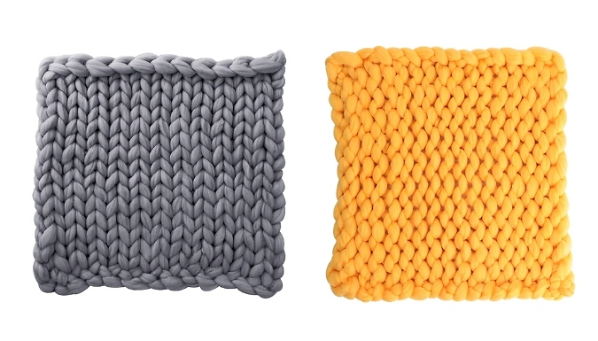 Knitted Chunky Throw Blanket - 2 Colours, 2 Sizes!