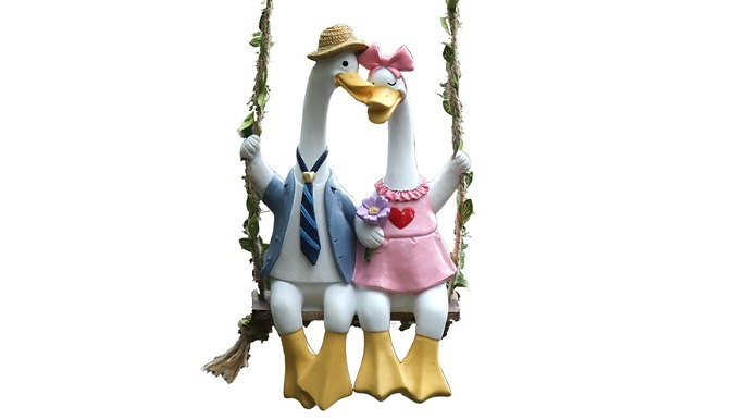 Cute Cartoon Duck Couple Hanging Resin Ornament