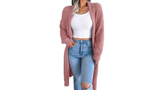 Long Open Front Knitted Style Cardigan - 5 Colours