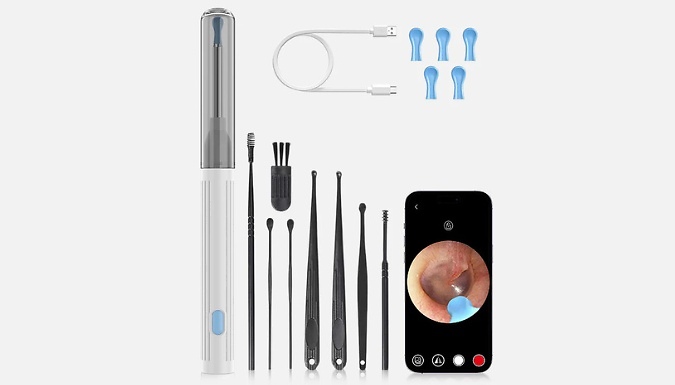 8-Piece Smart Visual Ear Cleaning Tool Set - Silicone Covers & Data Cable Included!