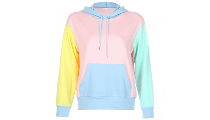 Colour-Block Drawstring Hoodie - 3 Sizes