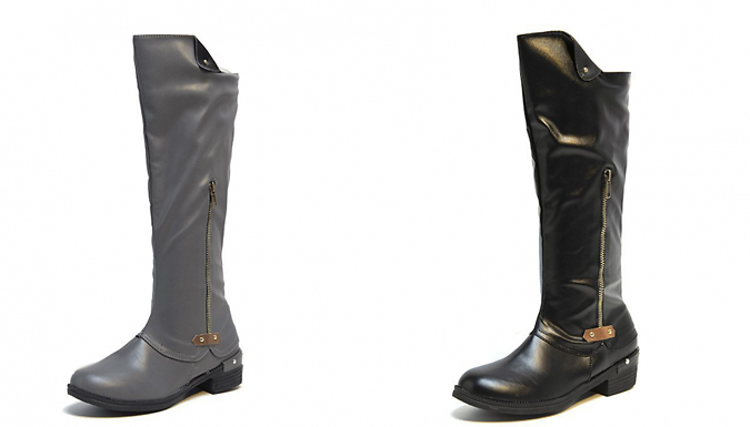 Calf-High Fashion Boots With Zip Pocket - 5 Colours & 7 Sizes