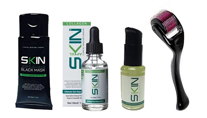 Skin Care Repair Kit - Skinapeel Blackhead Mask, Vitamin E Bio Retinol Oil, Collagen Serum & Derma Roller
