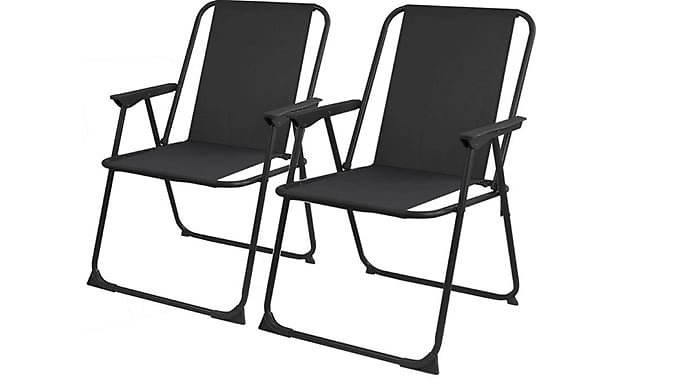 2 Outdoor Folding Chairs with Armrests