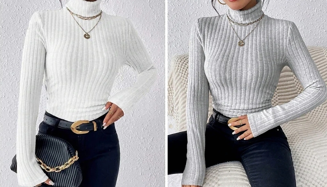 Women's Turtle Neck Long-Sleeved Top - 5 Colours, 4 Sizes!