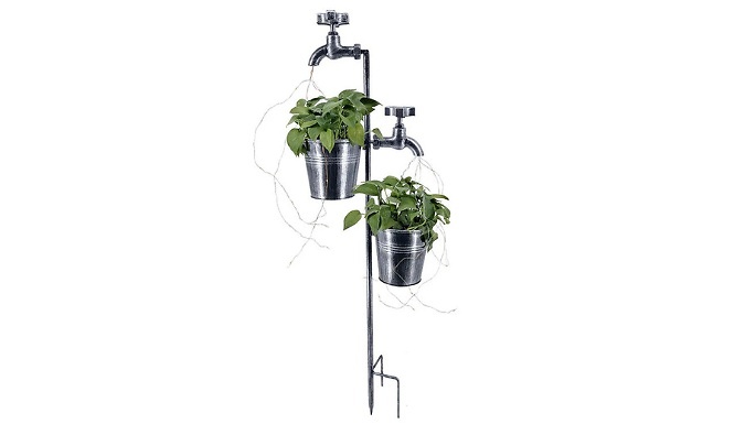 Solar Powered Tap with Double Flower Pots - 1 or 2 Pack!