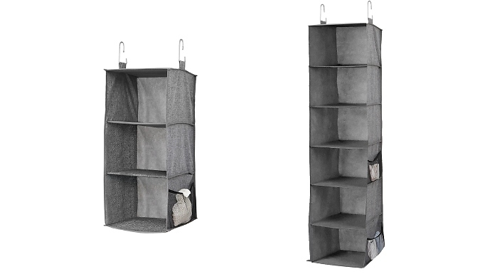 Grey Hanging Wardrobe Storage Organiser - 3 Options