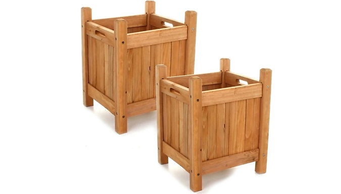 Pair of Wooden Garden Planters - Square or Rectangular
