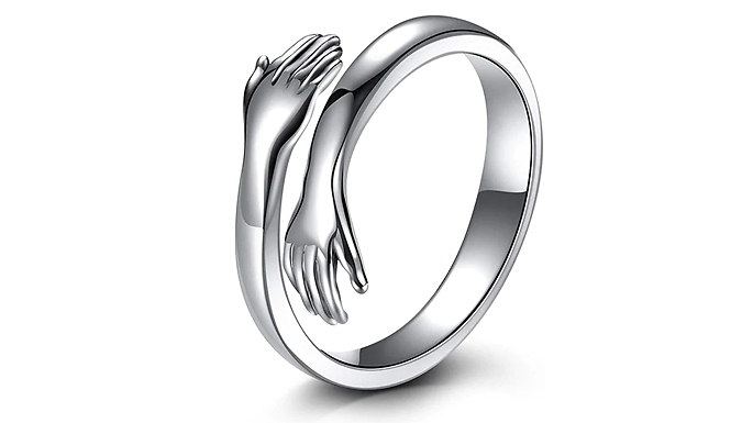 Sterling Silver Hugging Arms Adjustable Ring