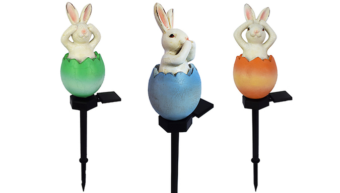 Solar Powered Rabbit Garden Decorations - 3 Colours