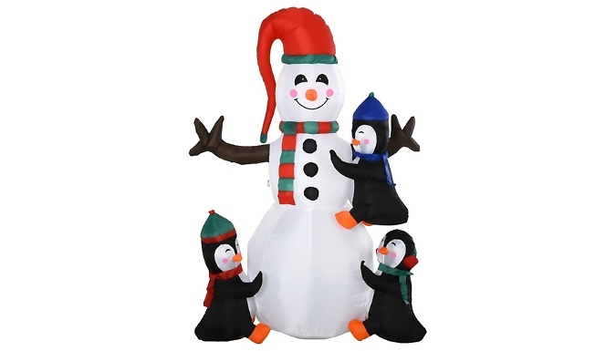 HOMCOM 6ft Inflatable Snowman with Penguins