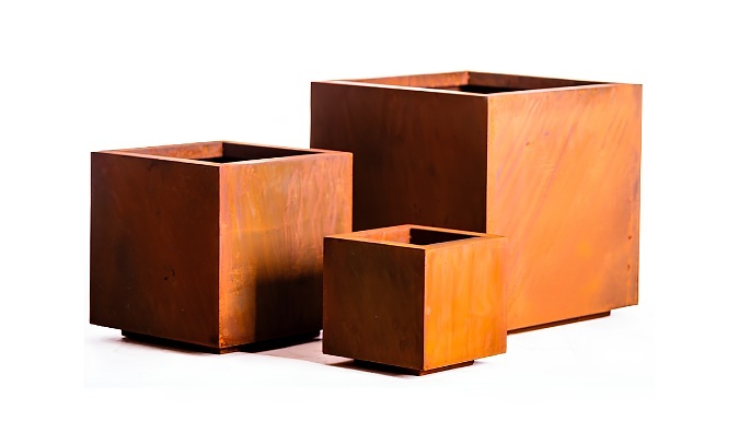 Garden Gear Set of 3 Rust Effect Square Planters