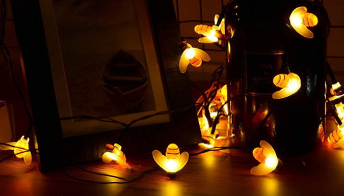 30 or 50 LED Little Bee Solar String Lights