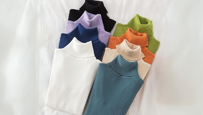 4-Pack Women's Rib Knit Turtle Neck Tops