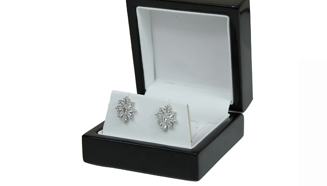 Snowflake Created-Diamond Cluster Stud Earrings