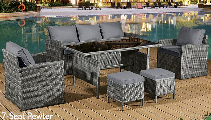 7 or 8-Seater Rattan Garden Dining Set - 2 Colours