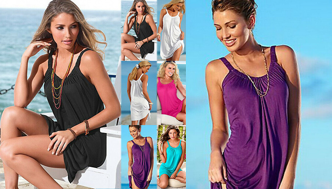 Sleeveless Scoop Neck Beach Dress - 4 Colours & 3 Sizes