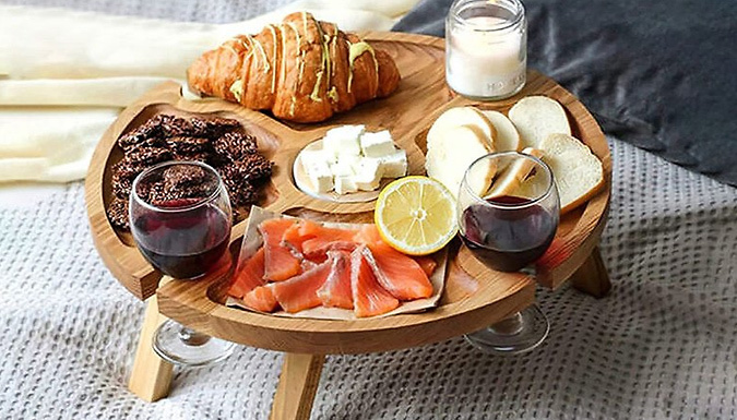 Pollyjoy Folding Picnic Table With Glass Holder - 2 Sizes