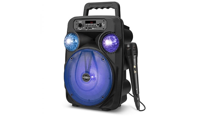 Portable Bluetooth LED Karaoke Speaker - With Included Microphone