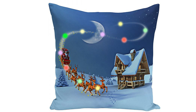 1 or 2 LED Light-Up Christmas Cushion Covers - 12 Designs