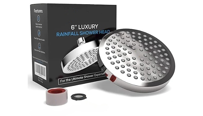High-Pressure Rain Shower Head - With Included Teflon Tape & Water Filter!