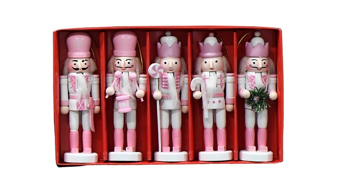 5-Pack Pink Nutcracker Tree Decorations