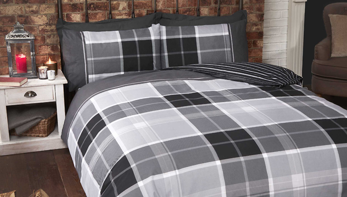 Argyle Tartan Reversible Duvet Set - 3 Colours & 3 Sizes