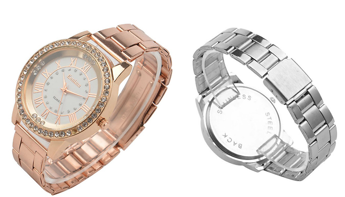 Ladies Bracelet Watch With Stones – 2 colours Deal Price £12.99