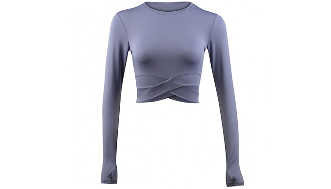 Long-Sleeve Cropped Cut-Out Fitness Top - 5 Colours & 4 Sizes