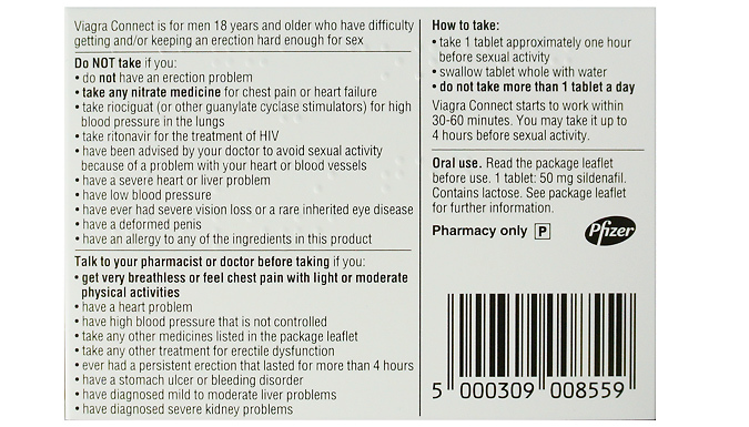 1 or 2 Packs of Viagra Connect Tablets