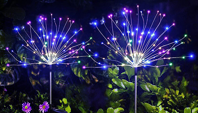 Solar-Powered Firework Garden Lights - 12 Options