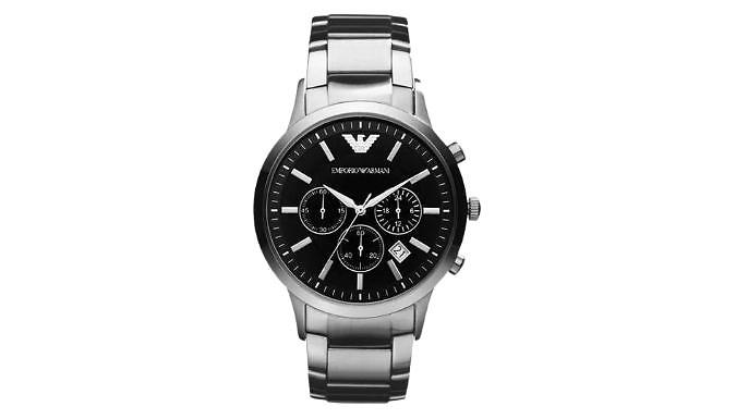 Emporio Armani AR2434 Men's Watch - Silver Strap with Black Dial