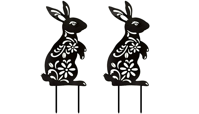 Floral Rabbit Silhouette Garden Ornament - 1, 2 or 4 Rabbits at Go Groopie