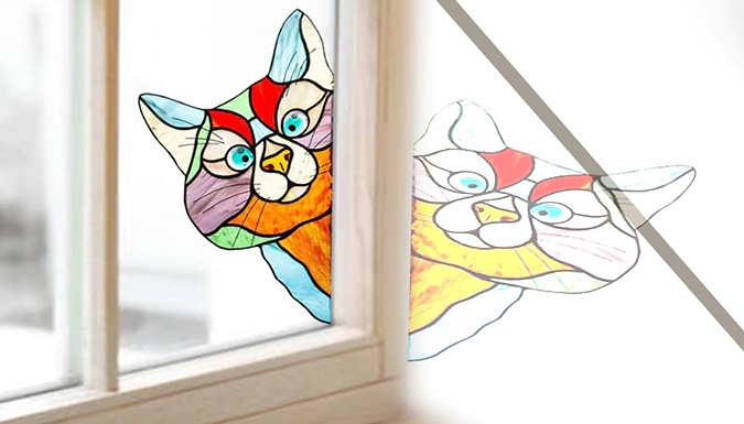 Multicolour Cat Stained-Glass Window Decoration