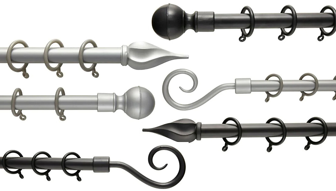 Extendable Metal Curtain Rod - 6 Designs & 3 Sizes