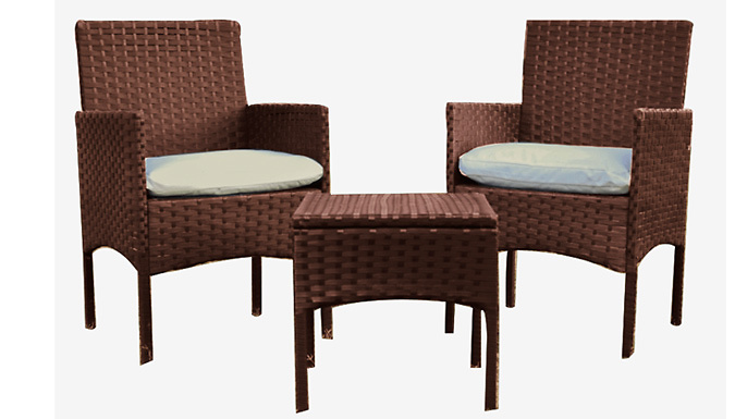 3-Piece Rattan Armchairs & Side Table Set - 3 Colours