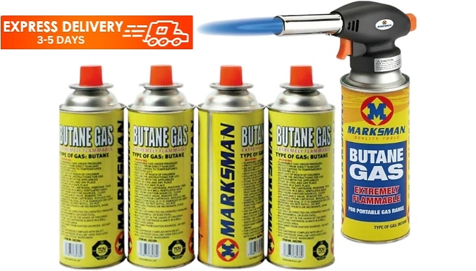 Blow Torch with 4 Butane Gas Bottles