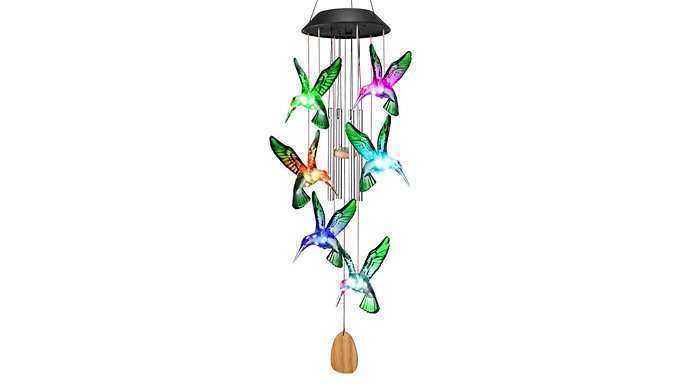 Solar-Powered LED Wind Chime Garden Ornament - 2 Designs