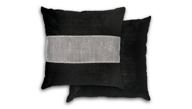 2-Pack of Diamante Striped Velvet Cushions - Cover Only or Filled Cover Options!