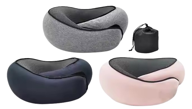 Memory Foam Travel Pillow with Bag - 3 Colours