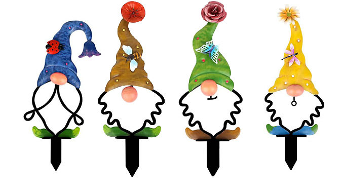 Metal Garden Gnome Decoration - 4 Colours