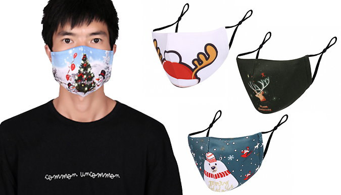 Supertrendinuk 1, 2, or 3 Festive Christmas Face Coverings - 12 Designs
