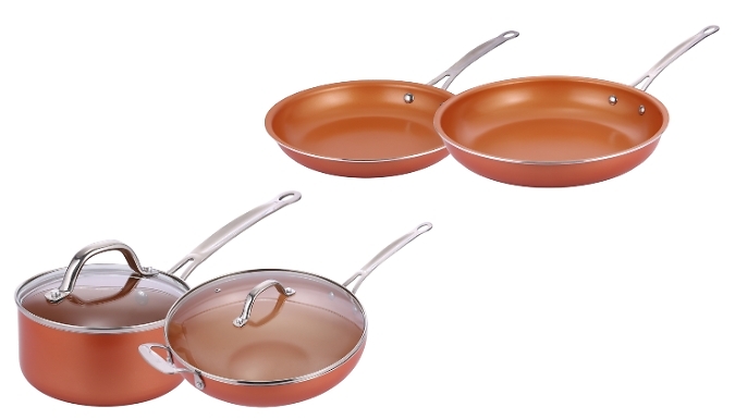 6-Piece Ceramic Induction Copper Pan Set!