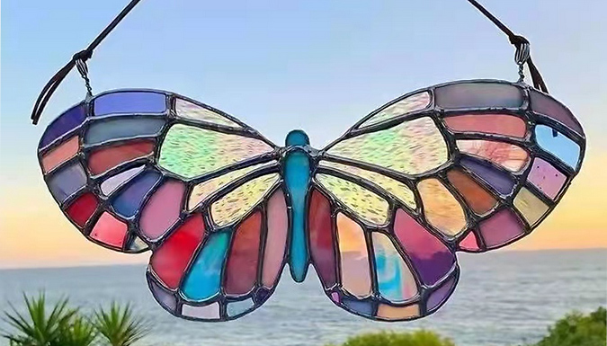 1 or 2 Stained Glass Effect Garden Decorations - 4 Designs
